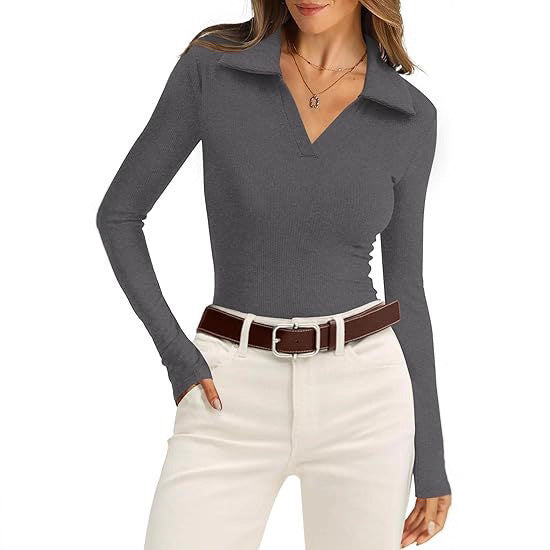 V-neck Rib Knit Sweater Slim Fit Fallwinter Top