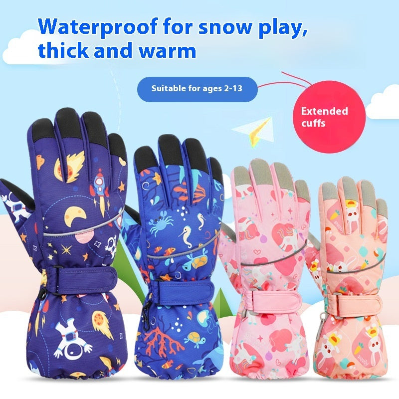 Warm With Velvet Thickened Cotton Waterproof Boys And Girls Riding