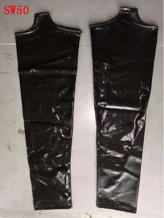 Women's Black Glossy Patent Leather Garter Pantyhose