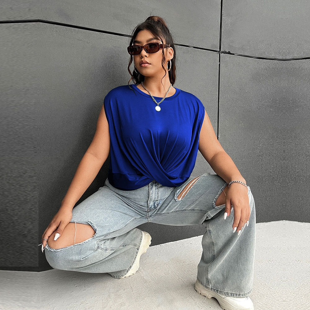 Women's Fashion Casual Style Round Neck Sleeveless Vest Top