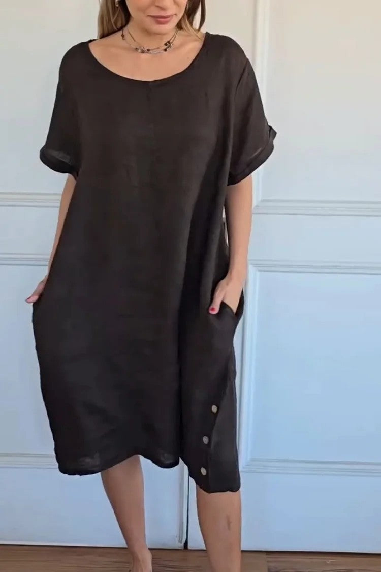 Round-neck Loose-fitting Figure-flattering Casual Dress