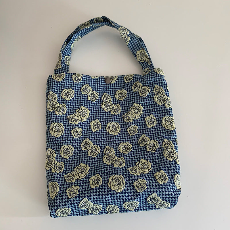 Mountain Vintage Jacquard Yarn-dyed Portable Ins Ladies Hand Bag
