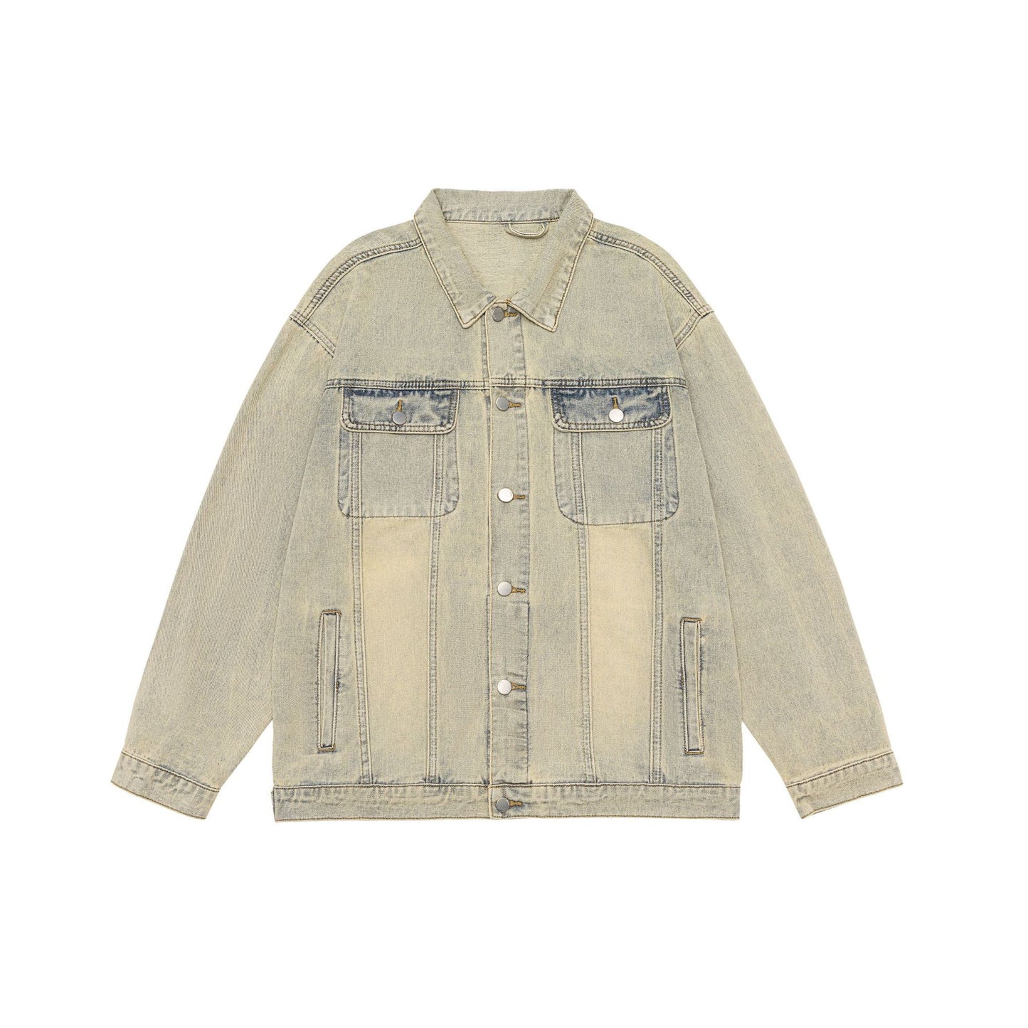 Amerikansk Retro Vasket Denimjakke Efterår Og Vinter Reversjakke