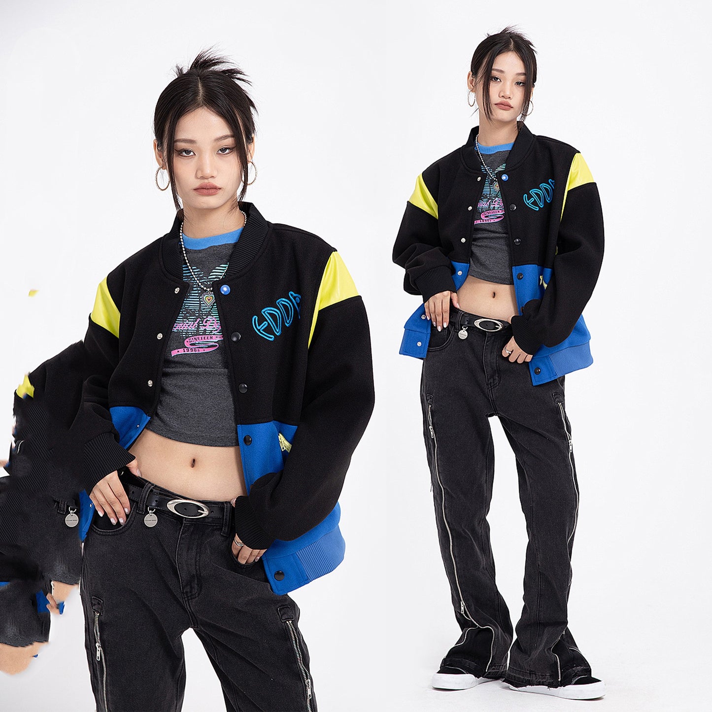 Sports autumn and winter stitching contrast coat jacket