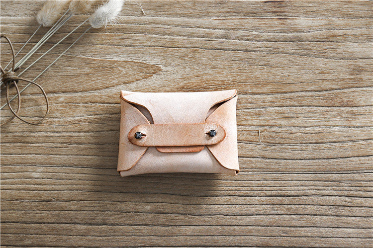 Handmade Vintage First Layer Leather Card Holder Mini Coin Purse