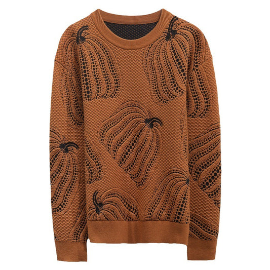 Winter New Pumpkin Jacquard Slim-fitting Sweater Bottoming Shirt