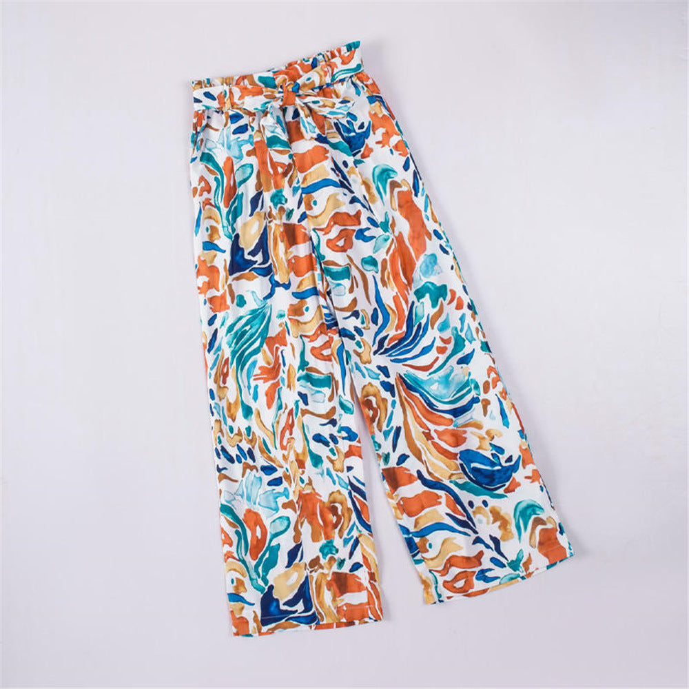 Foreign Trade Color Printing Trousers Casual Wide-leg Pants