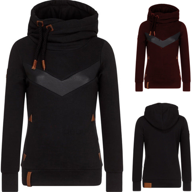 Women's New Long-sleeved Hooded Stitching Sweater