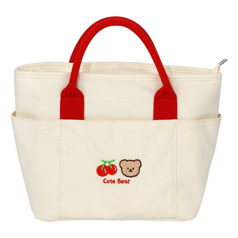 Cherry Bear Good-looking Lunch Box Bag Portable Office Worker Large Capacity Storage Bag