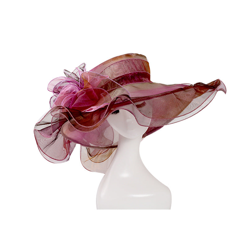 Ladies British European And American Style Multicolor Organza Hat
