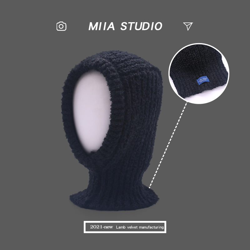 Women's Cold Proof Face Covering Wool Pullover Hat