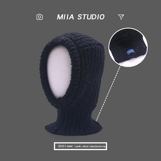 Women's Cold Proof Face Covering Wool Pullover Hat