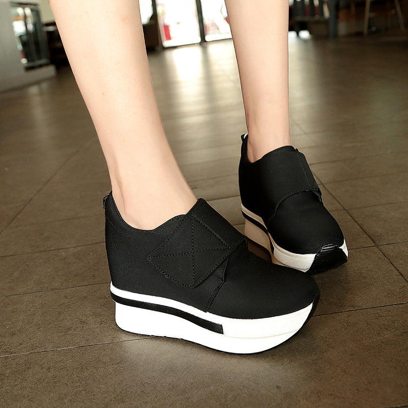 The autumn the new increase in women's shoe lace Korean thick soles muffin bottom student shoes casual shoes color