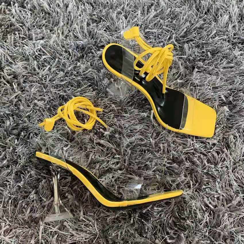 Candy Color Stiletto Sandals With Ankle Straps, Size 43 Women's Shoes