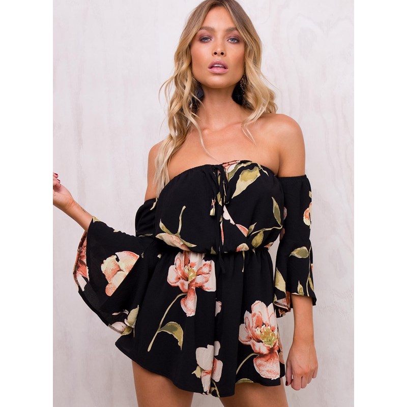Off-Shoulder Printing Jumpsuit