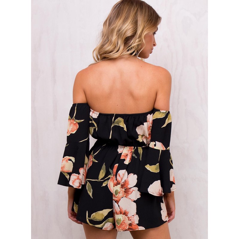 Off-Shoulder Printing Jumpsuit