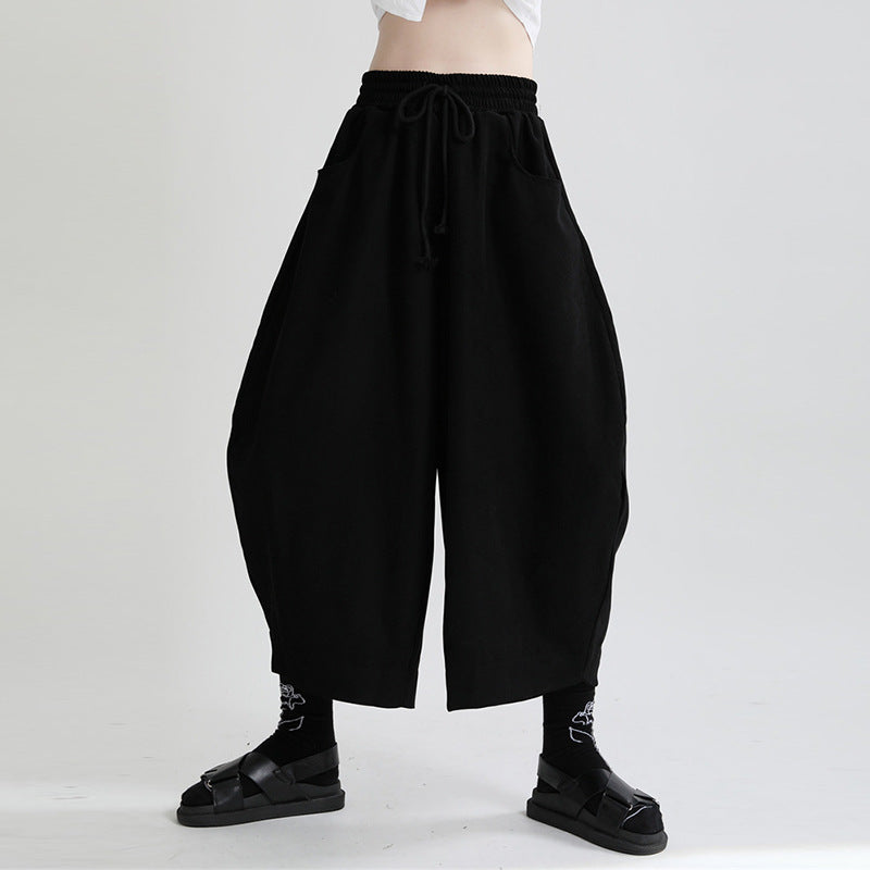 New Japanese Retro Brushed Curved Wide Leg Casual Pants