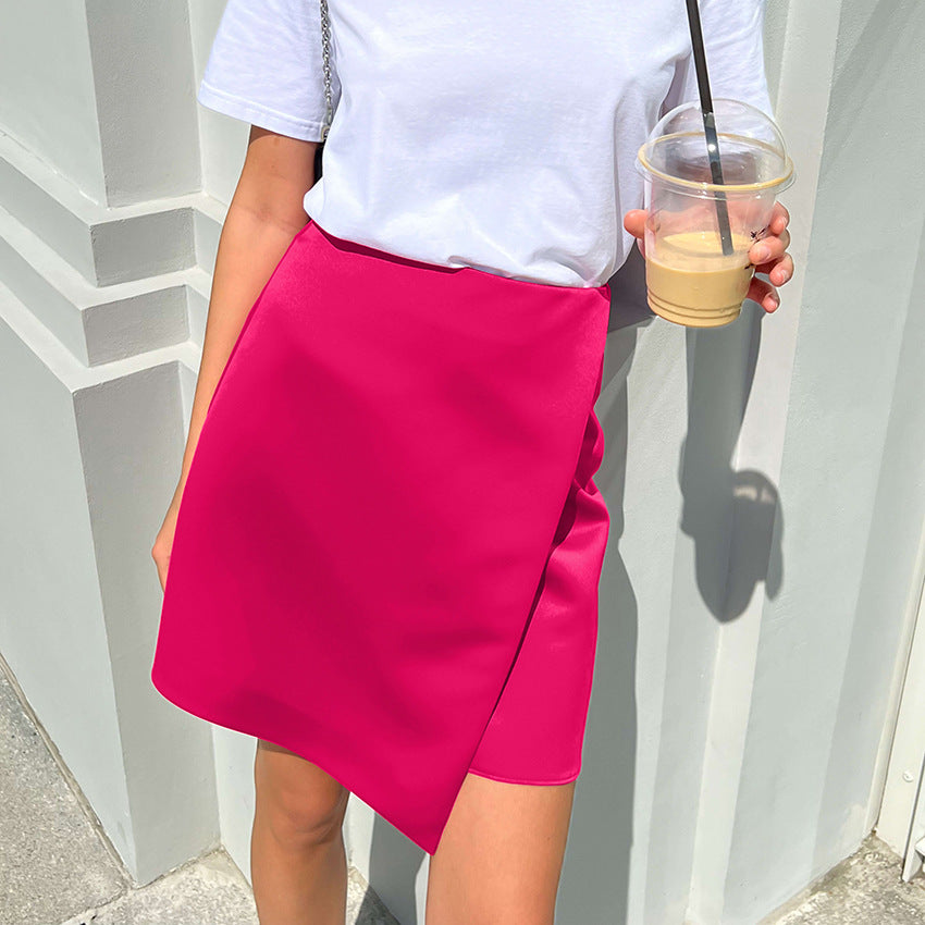 match Black Silk-like Draping Skirt