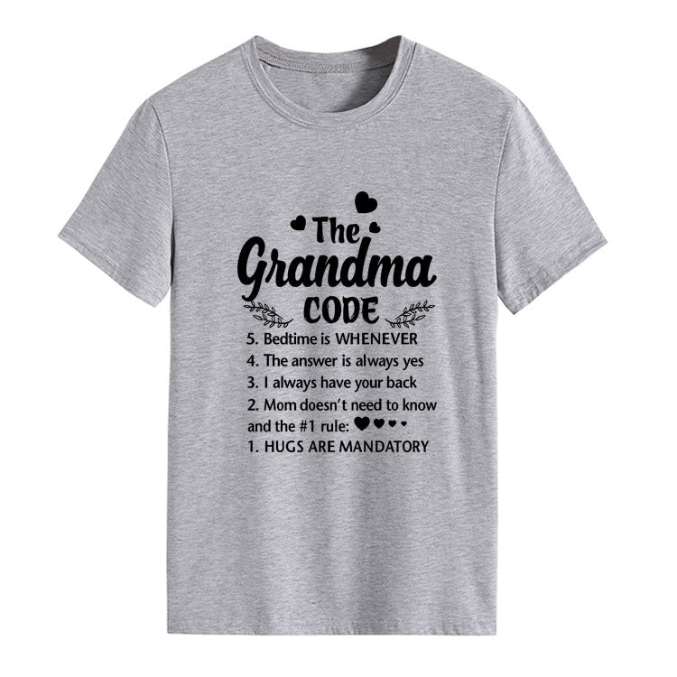The Grandma Code Round Neck Letter Print Short Sleeves