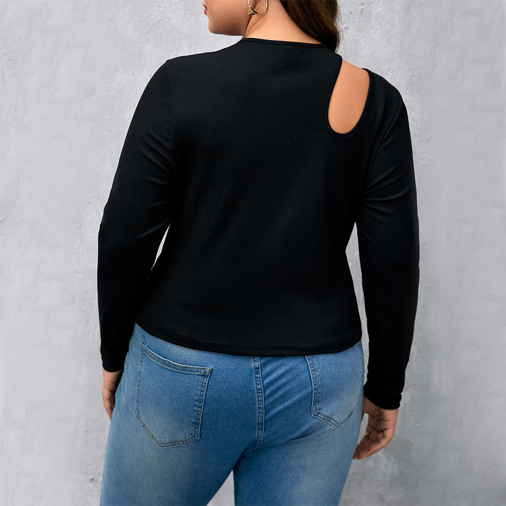 Women's Round-neck Long-sleeve Slim-fit Hollow-out Top