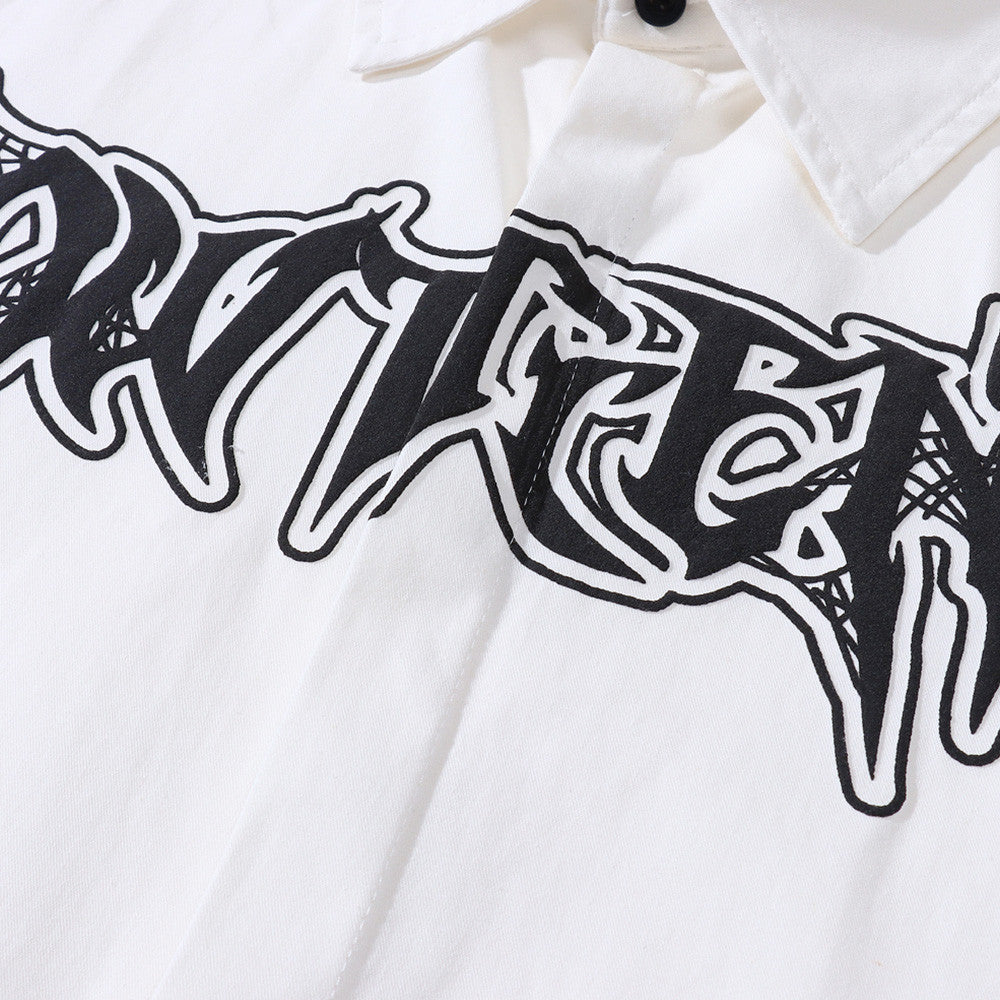 Foam Letter Printed Long-sleeved Shirt Men's High Street
