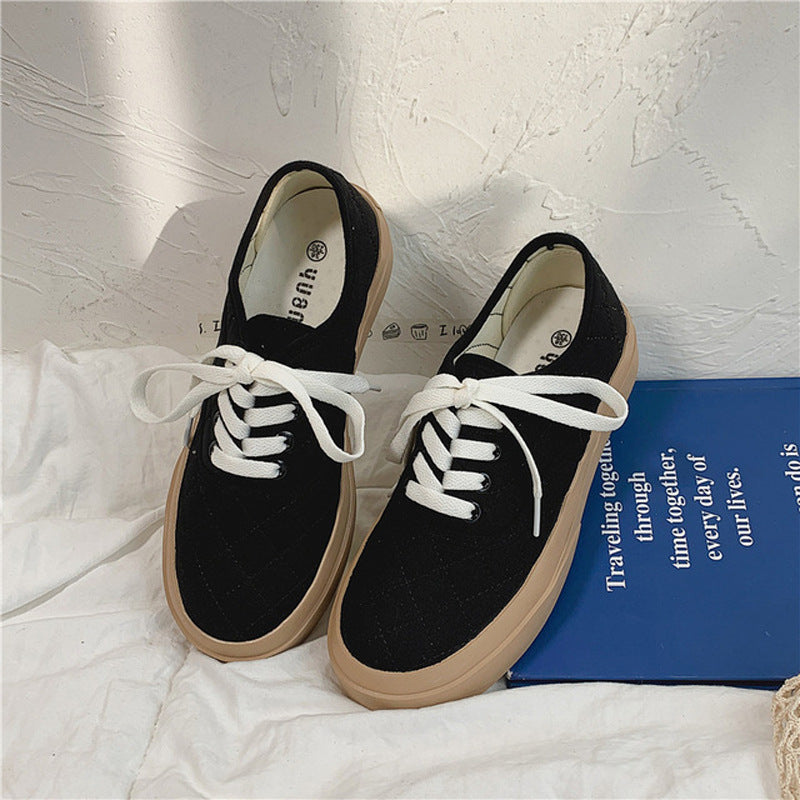 Flat-heeled Canvas Shoes Female Student's Small Fragrance Skin Color