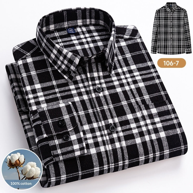 Cotton Plaid Long-sleeve Shirt For Layering Or Wearing On Its Own