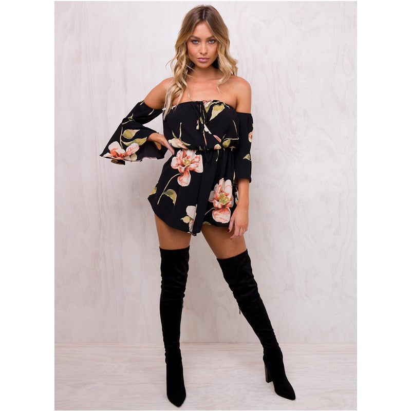 Off-Shoulder Printing Jumpsuit