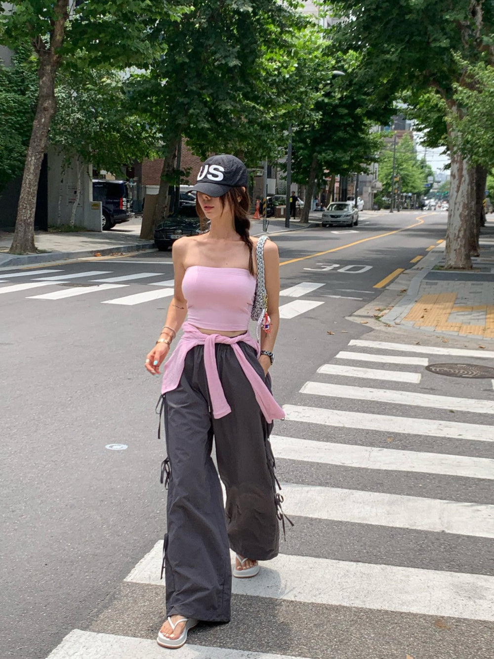 Women's Casual Side Strap Leisure Cargo Trousers