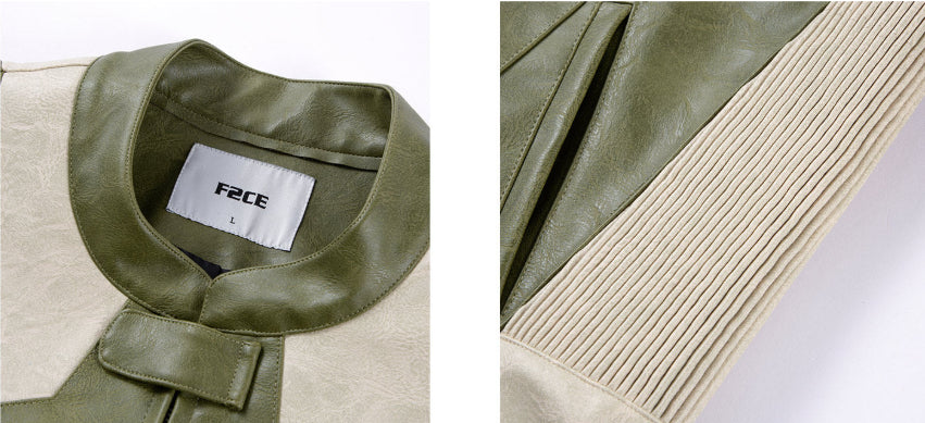 Distressed, Relaxed-fit Biker Leather Jacket