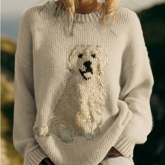 Casual Crew-neck Faux Sweater Loose-fit Knit Top