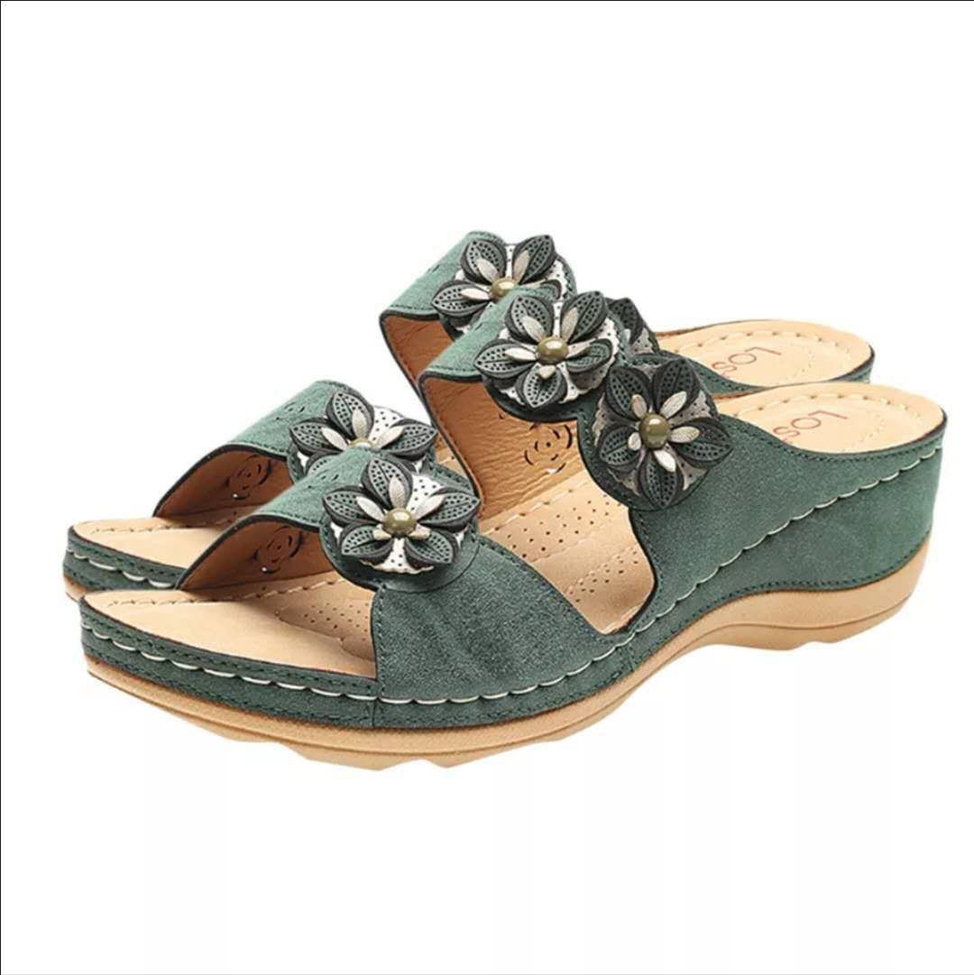Flat round head wedge casual women's sandals