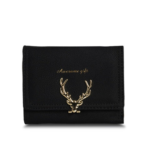 Wallet female cartoon deer short paragraph   wallet PU coin purse student small hand bag card package