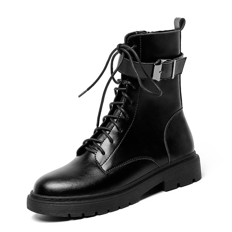 Flat Retro Motorcycle Style Lady Ankle Boots