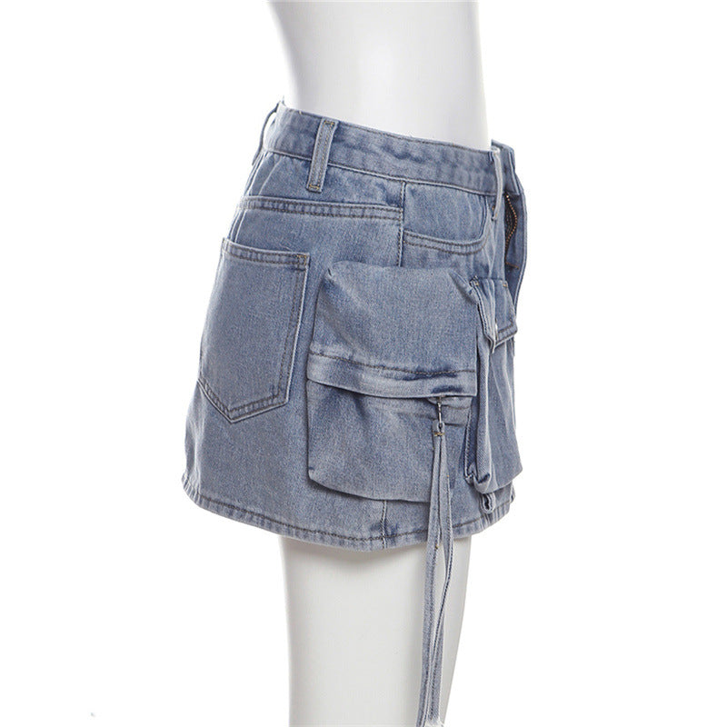 Fashion Personalized Multi-pocket Slim Fit Casual Package Hip Skirt