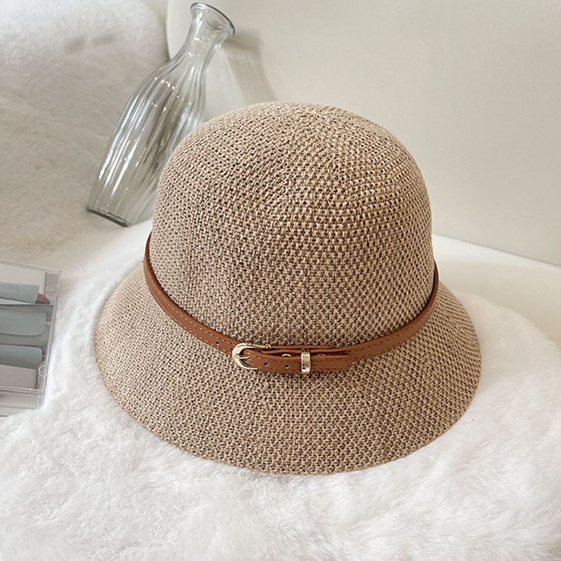 Women's Vintage Style Linen Knit Belt Basket Hat