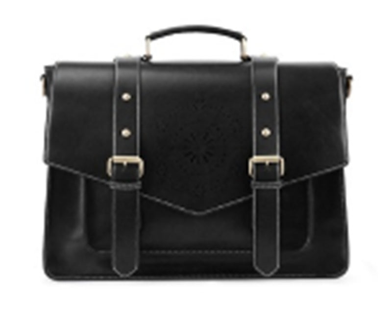 Hollow oil leather bag cross-border female bag