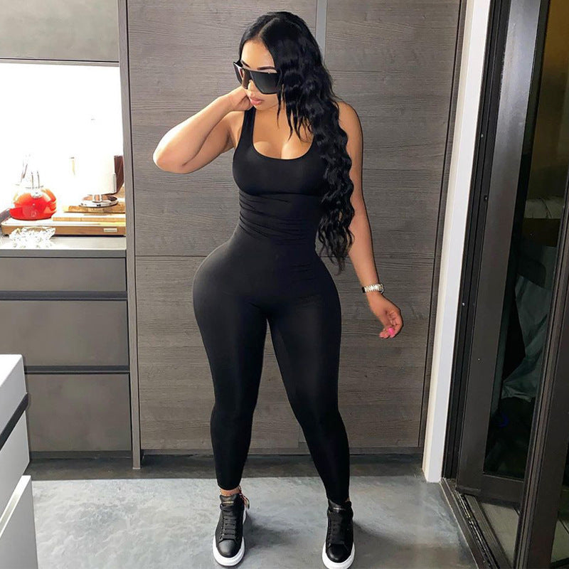 Sports Yoga Slim Fit Backless Jumpsuit