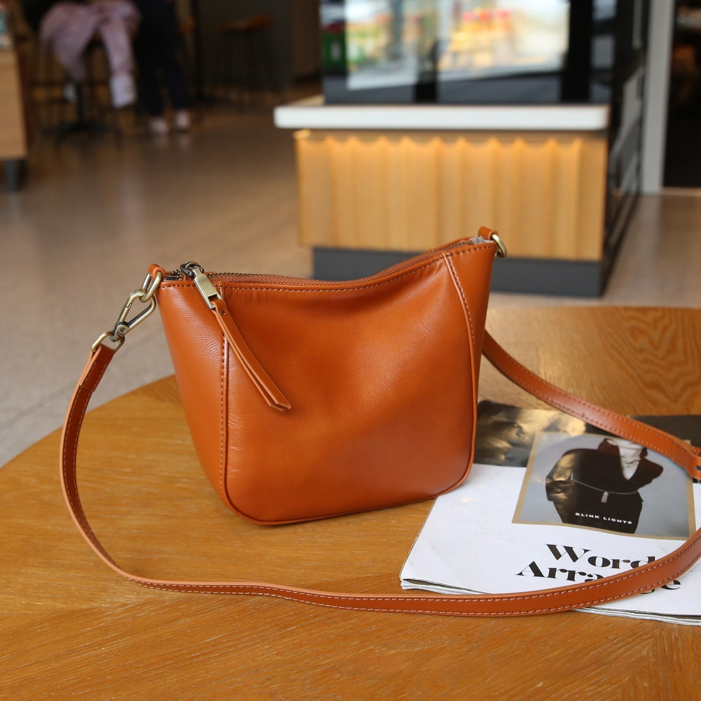 Ladies' High-end Niche Hand-held Small Top-grain Leather Shoulder Crossbody Bag