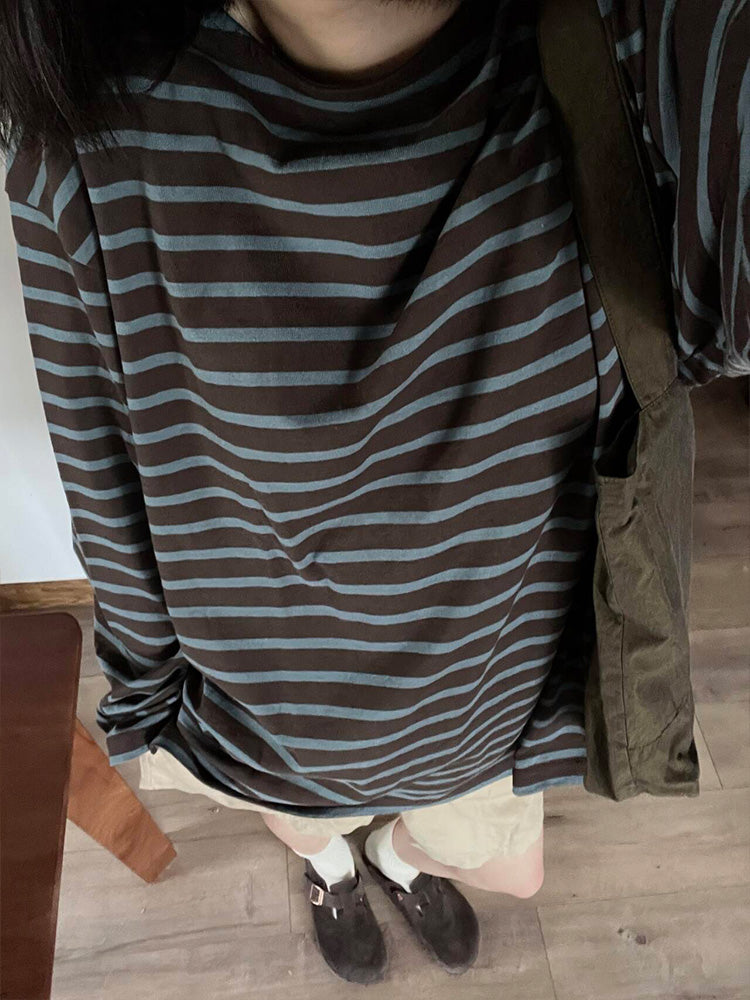 Vintage langærmet stribet T-shirt til inderlag