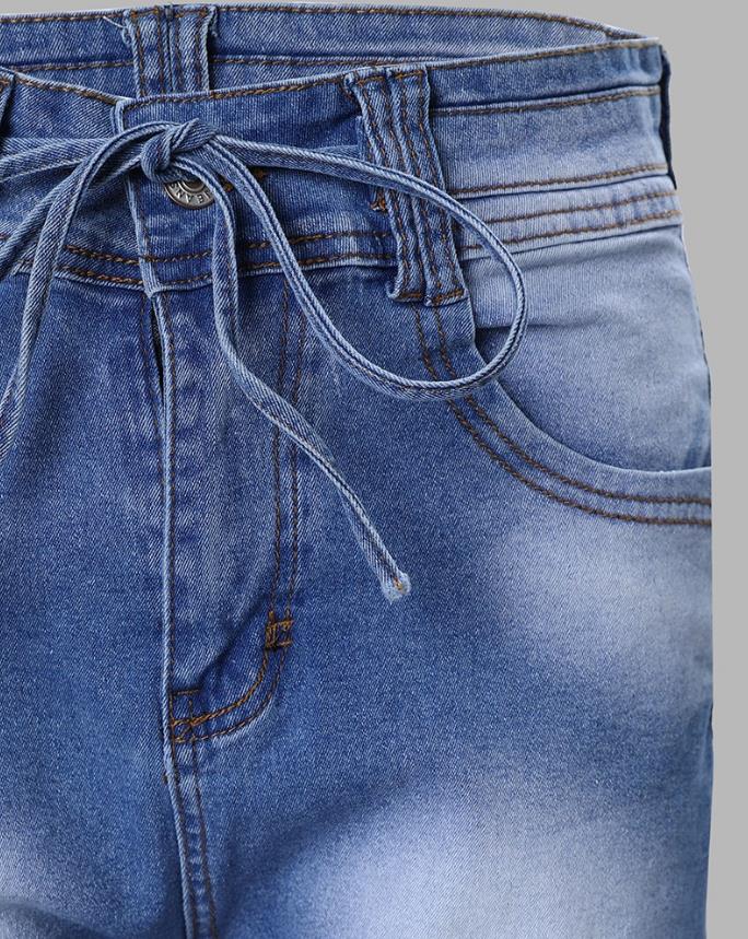 Kvinder Mode Afslappede Højtaljede Skinny Denimshorts