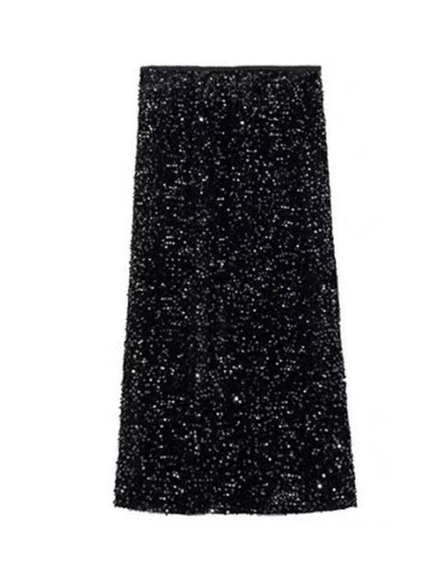 Women's Elegant Fashion High Waist Slimming Sequined Skirt