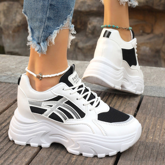 Kvinders platform letvægts "dad shoes" kile-sneakers