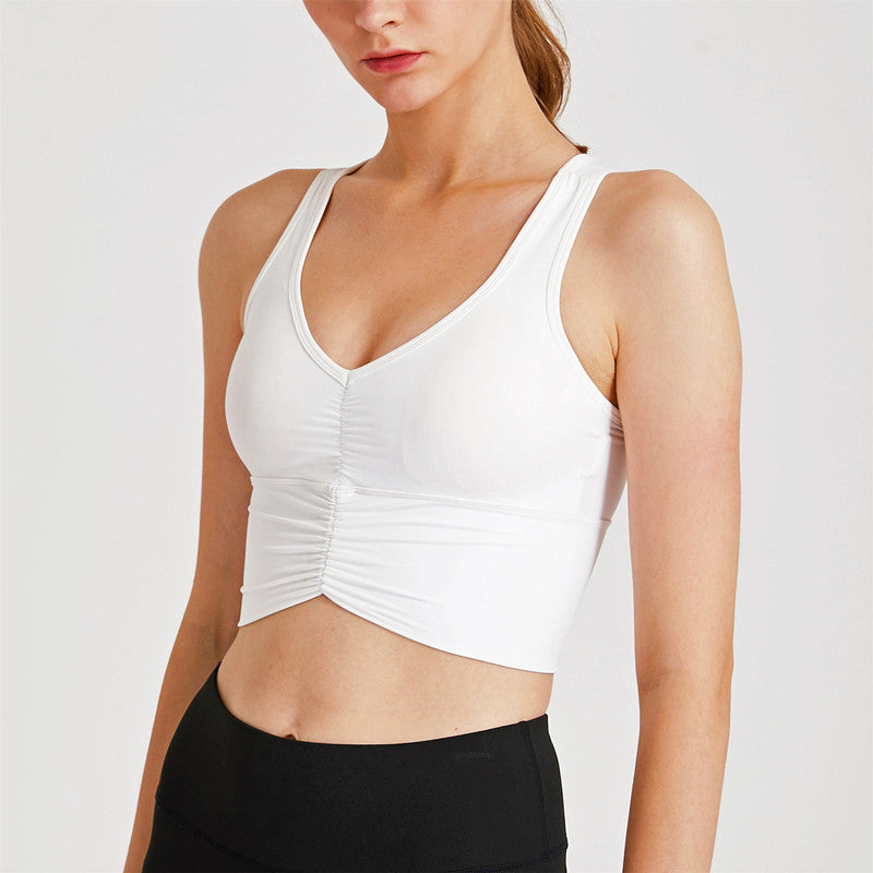 Street Pleated Sports Bra Plus Size Long Tank Top