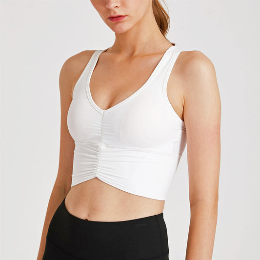 Street Pleated Sports Bra Plus Size Long Tank Top