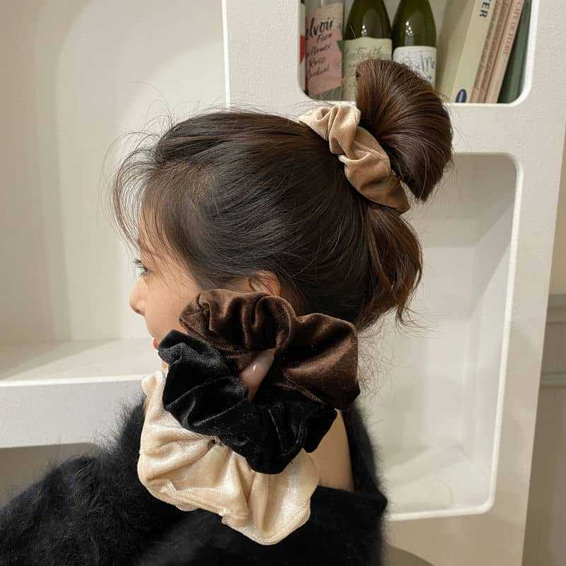 Velvet Large Hair Band Large Autumn Winter Retro American Tied-up Hair Head Flower Head Elastic