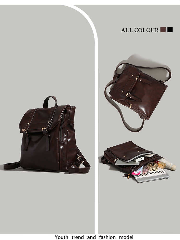 Soft Leather Uniform Backpack Large Capacity Computer Backpack