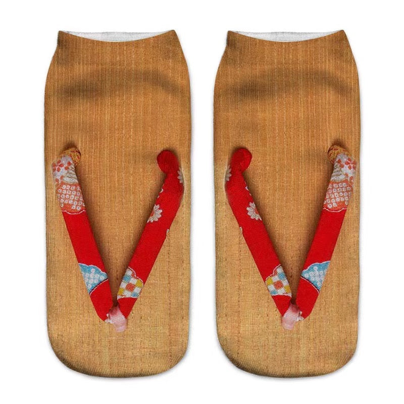 Women's Fashion Simple Flip-flop Print Socks