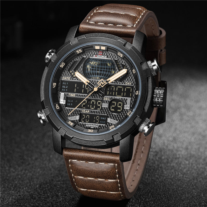 Men's sports double display movement multi-function watch