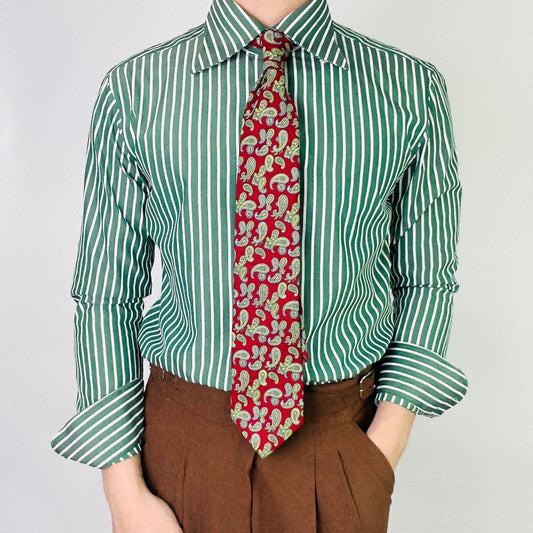 Green Striped Men's Long Sleeve Shirt